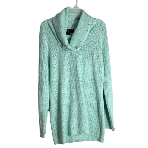 peck & peck Womens Cowl Neck Womens Teal Sweater size Medium - Picture 1 of 6